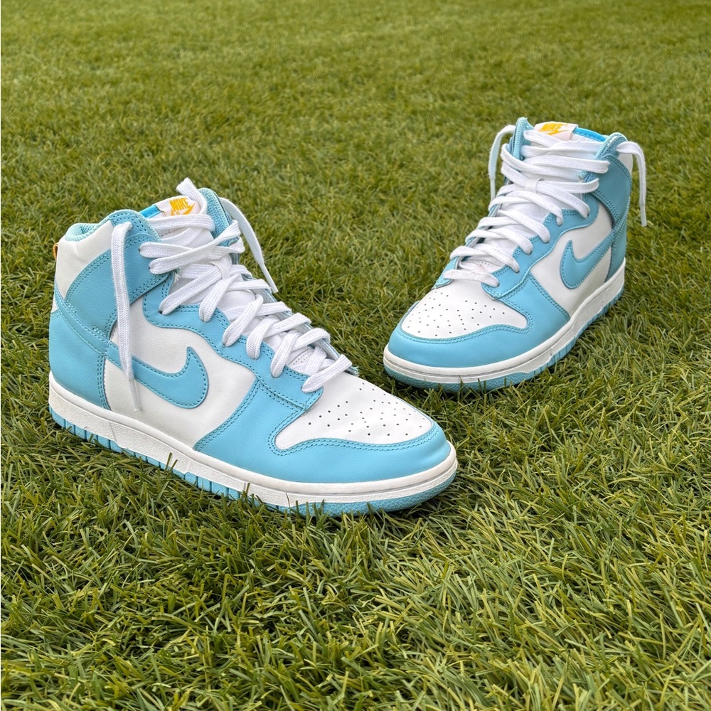 Nike Dunks Blue and White High-Top Sneakers